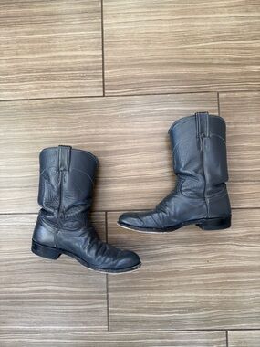 Vintage Justin Roper Boots Grey Leather Western Cowboy Boots Men size 7D #3025